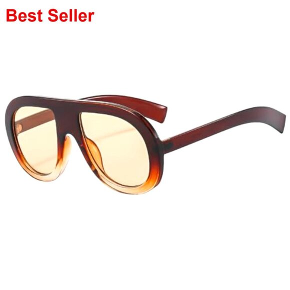 Retro Chunky Pilot Sunglasses UV400 Protection Oversized Gradient Shades main image 7